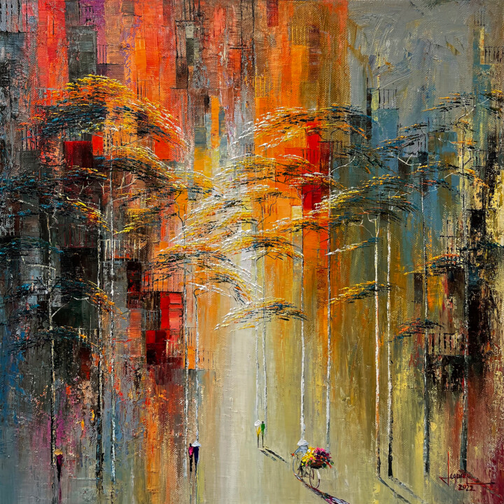 Painting titled "Boulevard" by Ngoc Quan Le, Original Artwork, Oil