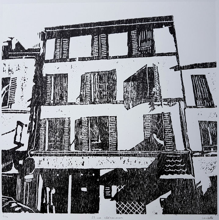Gravures & estampes intitulée "23, rue Clemenceau" par Nicolas Goulette, Œuvre d'art originale, Xylographie