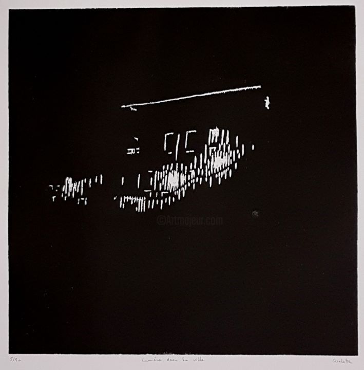 Gravures & estampes intitulée "Lumières dans la vi…" par Nicolas Goulette, Œuvre d'art originale, Xylographie