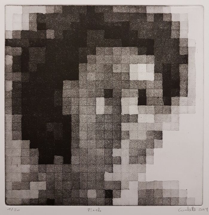 Printmaking titled "Pixels" by Nicolas Goulette, Original Artwork, Etching
