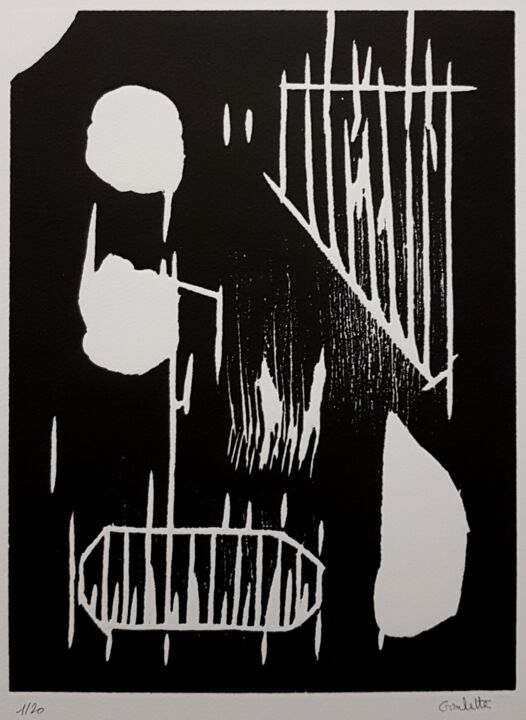 Printmaking titled "Hérisson" by Nicolas Goulette, Original Artwork, Xylography