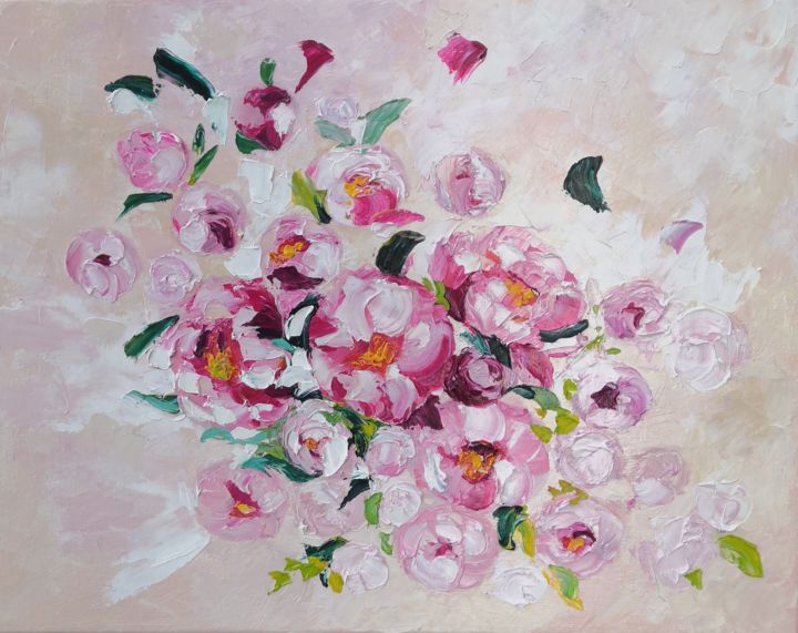 Painting titled "Floral painting art…" by Natasha Stepanova, Original Artwork, Oil