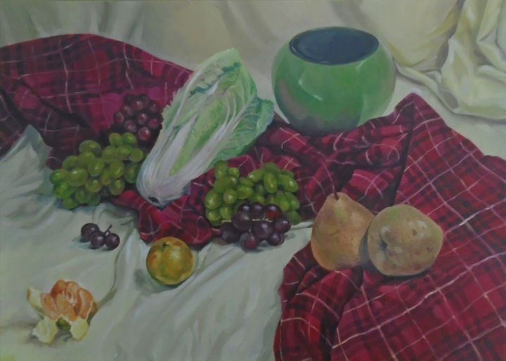 Painting titled "Still Life" by Nguyen Minh Kien, Original Artwork, Oil