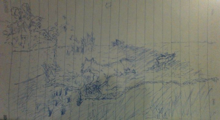 Painting titled "The horse of Atlant…" by Nguyên Huy Nguyễn, Original Art, Ballpoint pen