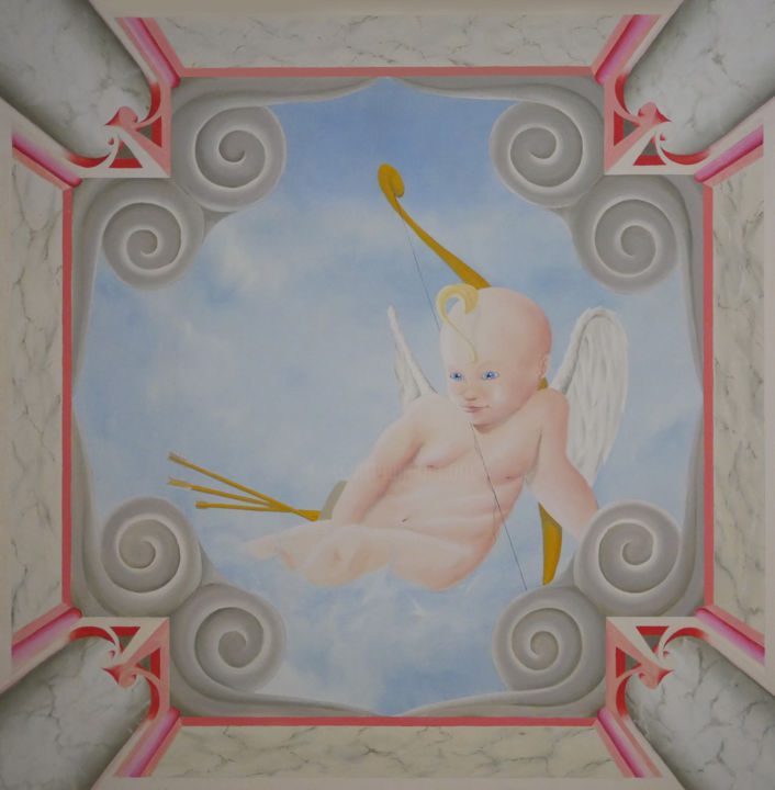 Pittura intitolato "Cupidon" da N-Hill, Opera d'arte originale, Olio
