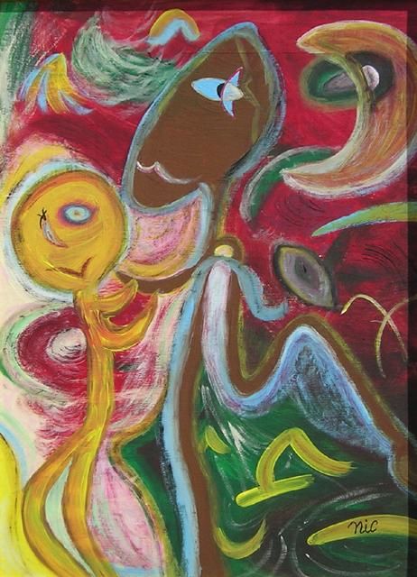 Pittura intitolato "La danza della feli…" da Cinzia Corvo (Nic), Opera d'arte originale, Olio