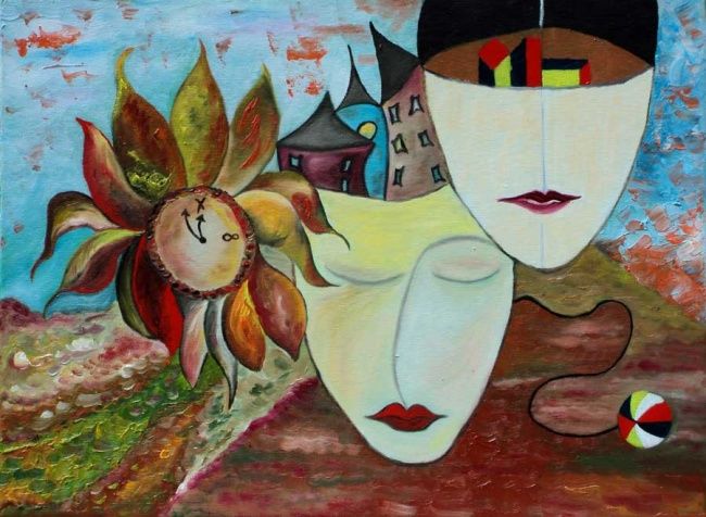Pittura intitolato "Sogno in corolla" da Cinzia Corvo (Nic), Opera d'arte originale, Olio