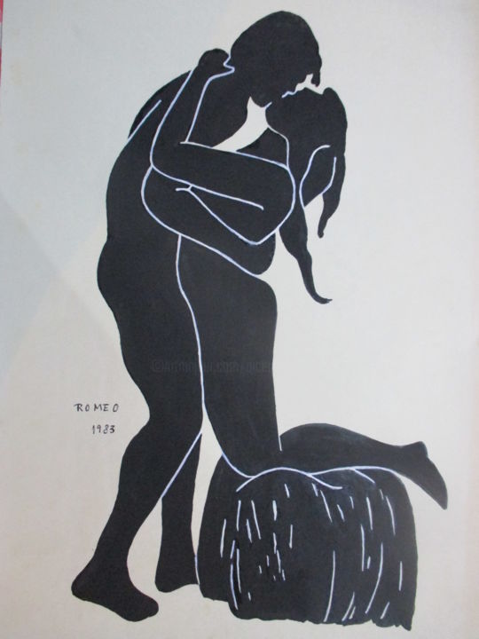Pintura intitulada "BEIJO APAIXONADO" por Romeo, Obras de arte originais, Acrílico