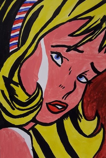 Ζωγραφική με τίτλο "fille pop art roy l…" από Nicevnt, Αυθεντικά έργα τέχνης, Ακρυλικό