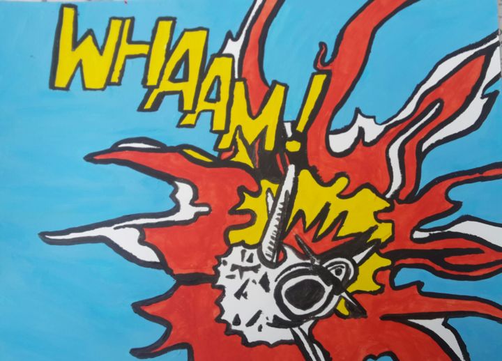 Painting titled "whaam" by Nicevnt, Original Artwork, Acrylic