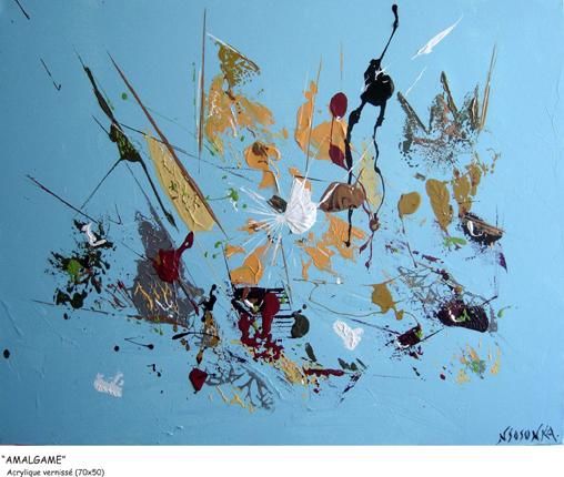 Malerei mit dem Titel "AMALGAME" von Nichka Sosonka, Original-Kunstwerk, Öl