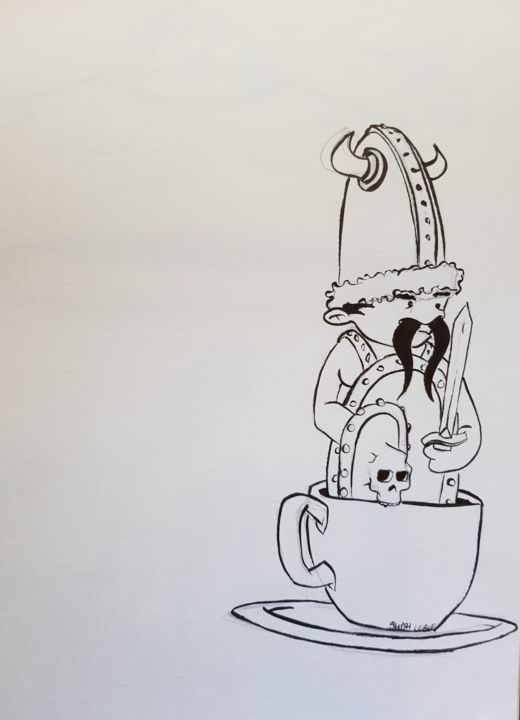 Dessin intitulée "Cup of viking" par Nicholas Smith, Œuvre d'art originale, Encre