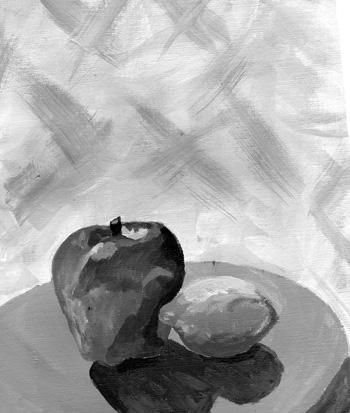 Malerei mit dem Titel "Apple Still Life" von Nichole Herbst, Original-Kunstwerk