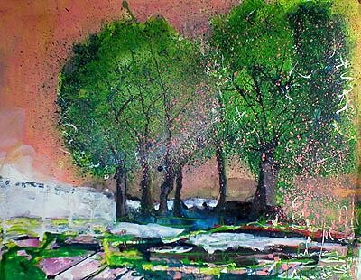 Картина под названием "Parc Sutter, Lyon" - Nick Cowling, Подлинное произведение искусства