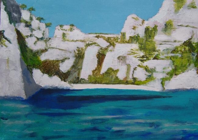 Malerei mit dem Titel "The Beach, near Cas…" von Nick Cowling, Original-Kunstwerk