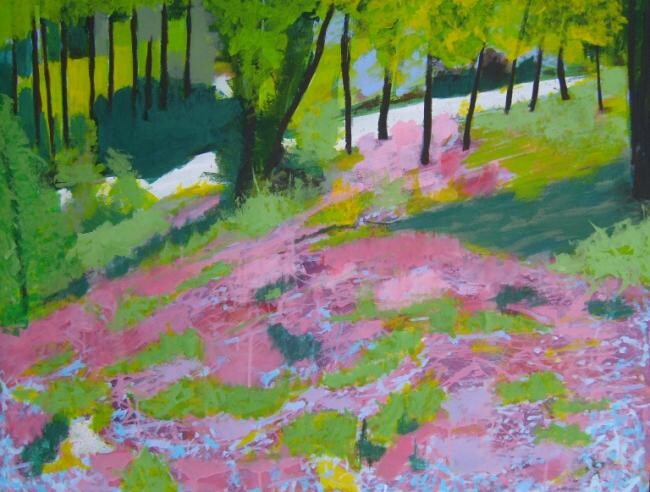 Peinture intitulée "The Woods, Brittany" par Nick Cowling, Œuvre d'art originale