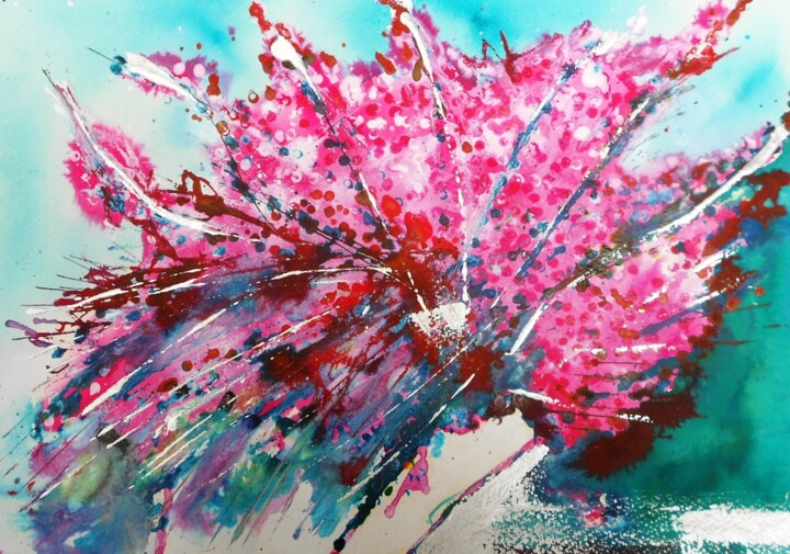 Painting titled "Bougainvillia" by Nick Cowling, Original Artwork, Oil