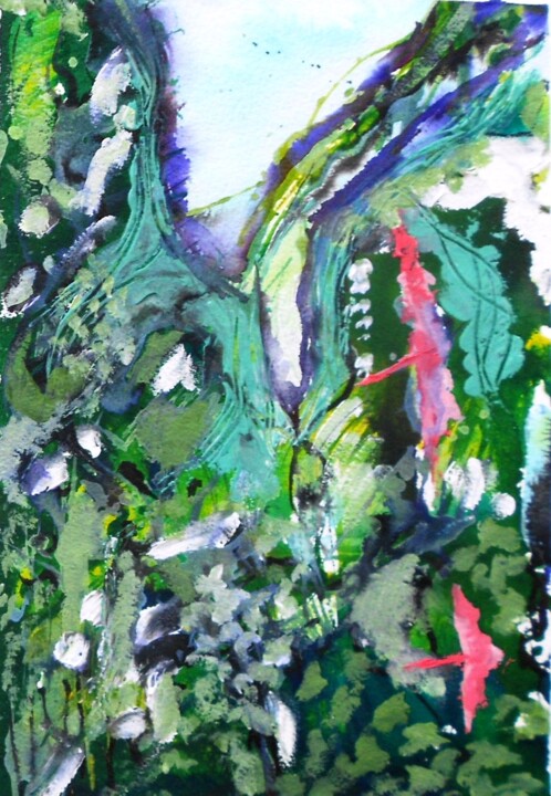 Malerei mit dem Titel "Exotic garden, Mona…" von Nick Cowling, Original-Kunstwerk, Öl