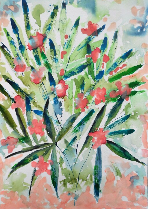 Painting titled "oleander-1" by Nick Cowling, Original Artwork