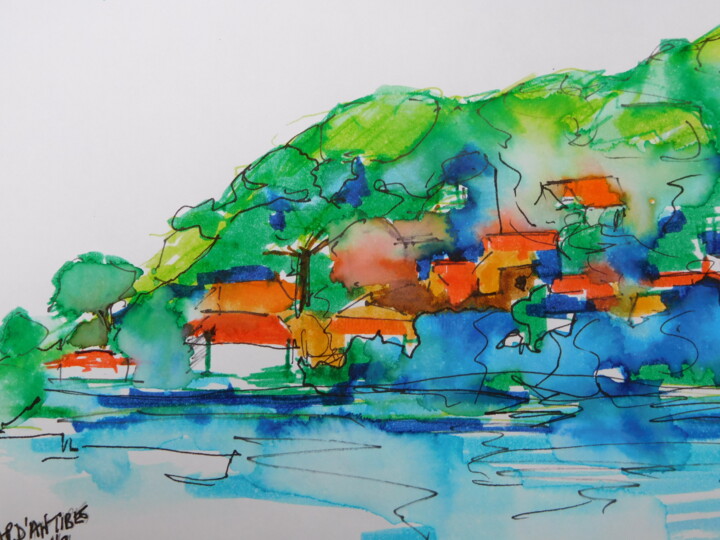 Painting titled "Cap-d'antibes-2" by Nick Cowling, Original Artwork