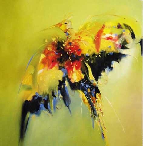 Painting titled "Duble bird" by Nick D. Vladulescu, Original Artwork