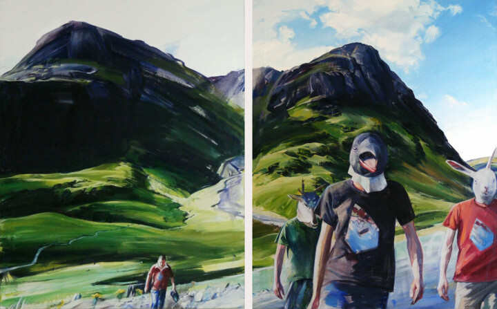 Malerei mit dem Titel "Stag Weekend" von Nick Offer, Original-Kunstwerk, Öl