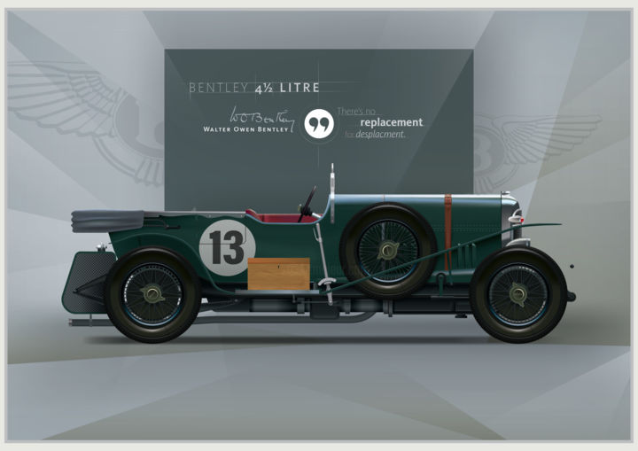 Digitale Kunst mit dem Titel "Bentley 4.5 Litre" von Nick Blackmore, Original-Kunstwerk, 2D digitale Arbeit