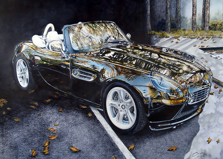 Dibujo titulada "BMW Z8" por Nicky Chiarello, Obra de arte original, Lápiz