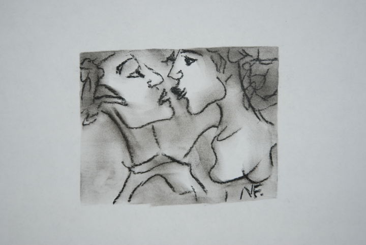 Tekening getiteld "Kiss" door Nicky Fitzgerald, Origineel Kunstwerk