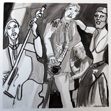 Desenho intitulada "jazz.jpg" por Nicky Fitzgerald, Obras de arte originais