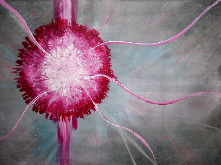 Peinture intitulée "Purple flower" par Nicolas Lesage, Œuvre d'art originale, Acrylique