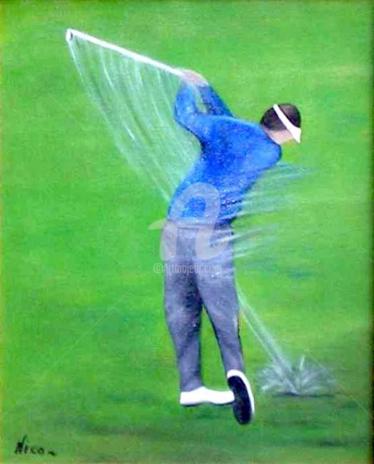Painting titled "Golfeur" by Nico, Original Artwork, Other