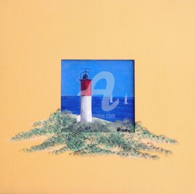 Peinture intitulée "Marine petit format…" par Nico, Œuvre d'art originale, Autre