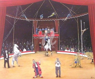 Schilderij getiteld "LE CIRQUE" door Nico, Origineel Kunstwerk, Anders