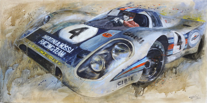 Schilderij getiteld "917 Martini Racing" door Nicolas Cancelier, Origineel Kunstwerk, Olie