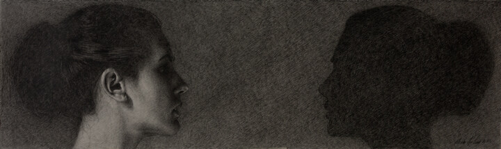 제목이 "L'Ombra di Jung"인 그림 Nicola De Luca로, 원작, 흑연 기타 단단한 패널에 장착됨