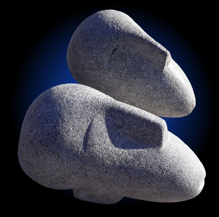 Sculpture intitulée "Deux têtes" par Philippe Nicodème, Œuvre d'art originale, Pierre