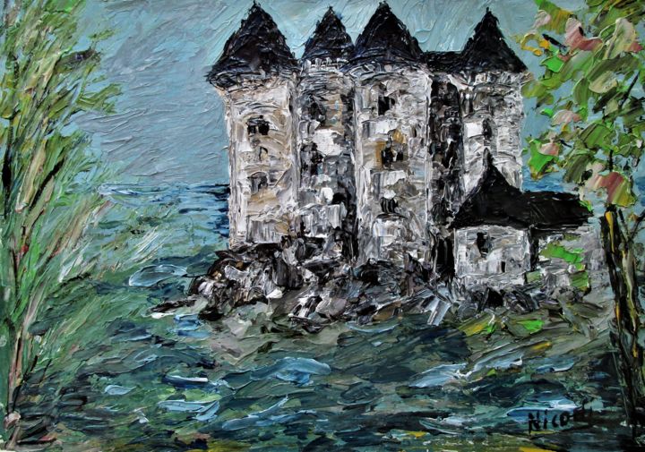 Картина под названием "Château de Val" - Nicodi, Подлинное произведение искусства, Акрил