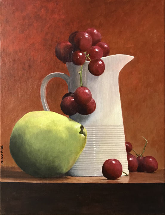 Peinture intitulée "Pichet blanc" par Nicofre, Œuvre d'art originale, Acrylique