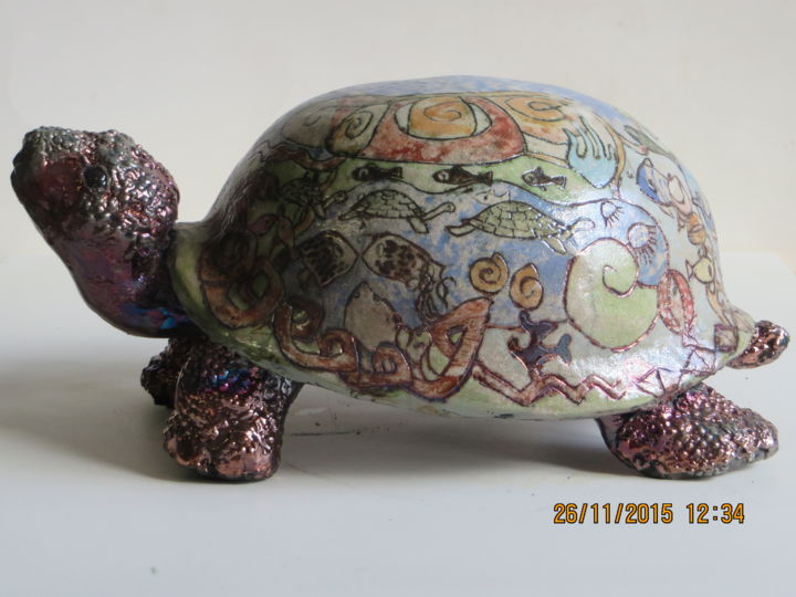 Sculpture titled "Tortue1" by Nicola Deux, Original Artwork, Ceramics