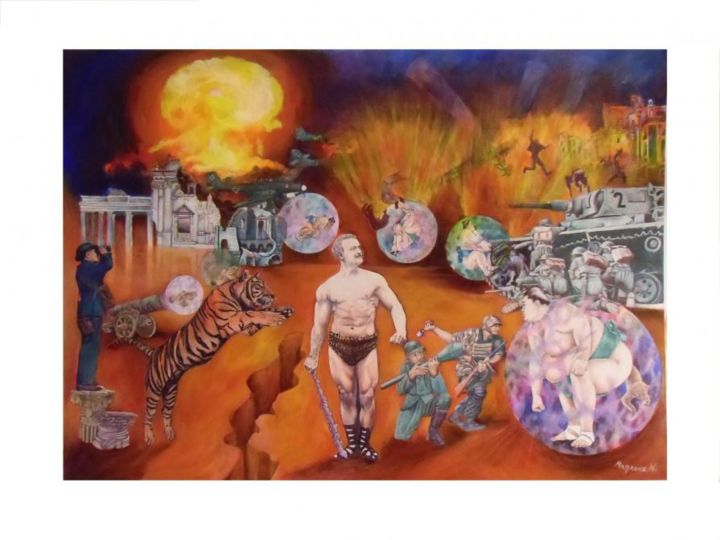 Painting titled "Guerra" by Nicola Magrone, Original Art, Acrylic