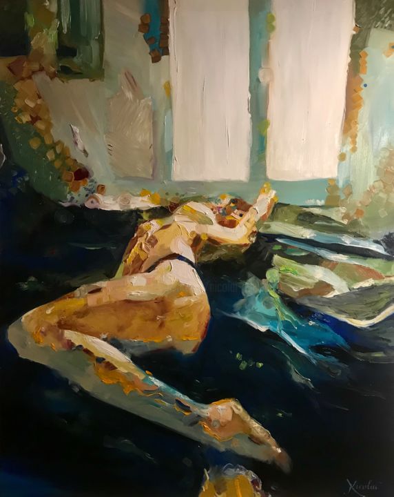 Painting titled "Vis-à-vis" by Philippe Nicolaï, Original Artwork, Oil