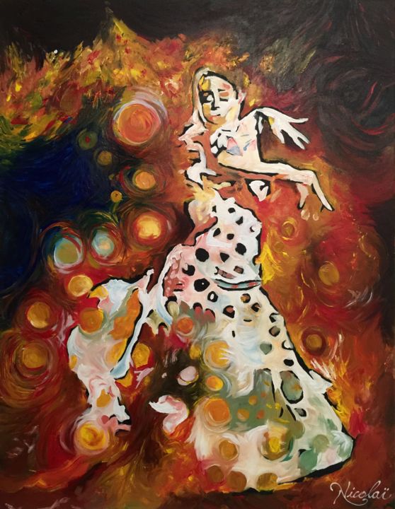 Painting titled "Mi Flamor" by Philippe Nicolaï, Original Artwork, Acrylic