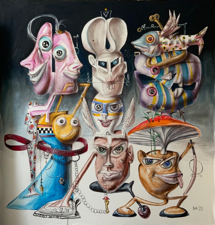 Malerei mit dem Titel "Triumvirate 1" von Nicolai Panayotov, Original-Kunstwerk, Acryl