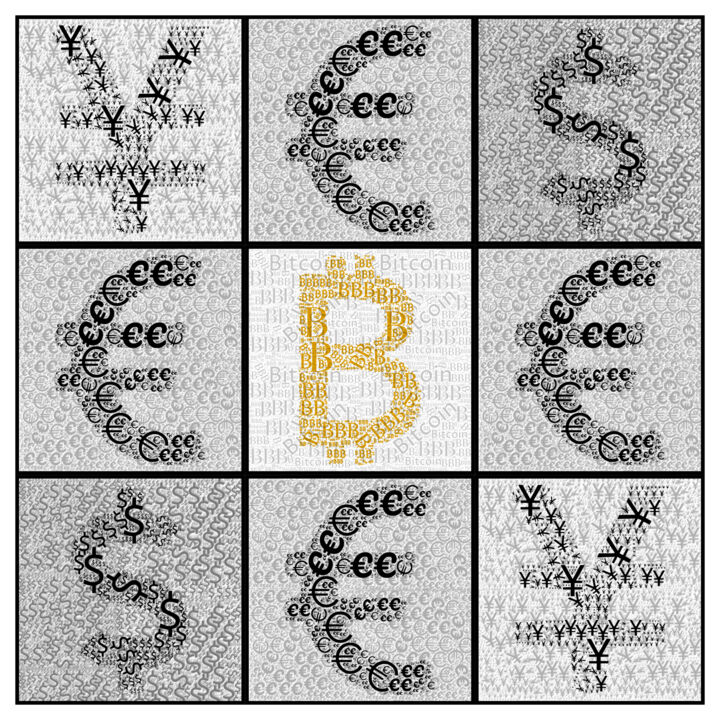 Digitale Kunst mit dem Titel "YES 2 Bitcoin" von Nicolas Bach, Original-Kunstwerk, 2D digitale Arbeit