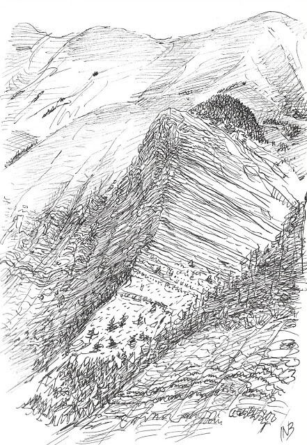 Dessin intitulée "Vallée de Chaudun" par Nicolas Boldych, Œuvre d'art originale, Marqueur