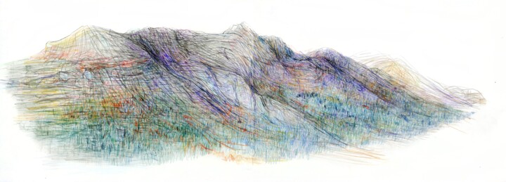 Tekening getiteld "Montagne qui navigue" door Nicolas Boldych, Origineel Kunstwerk, Potlood