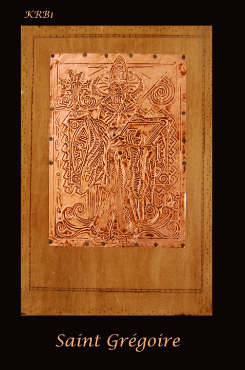 印花与版画 标题为“Saint Grégoire” 由Nicolas Bouriot (KRB1), 原创艺术品, 雕刻