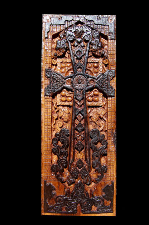 Sculpture titled "Croix arménienne, J…" by Nicolas Bouriot (KRB1), Original Artwork, Wood