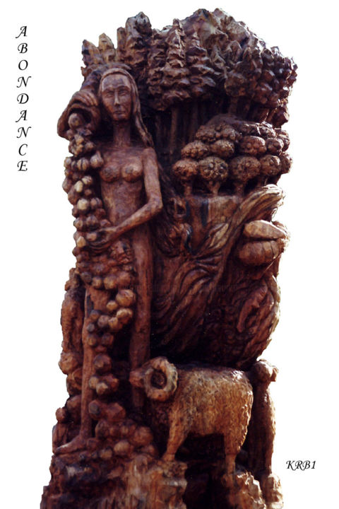 Sculpture titled "Abondance" by Nicolas Bouriot (KRB1), Original Artwork, Wood